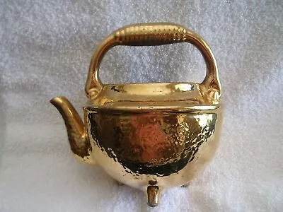 UNUSUAL Vintage Teapot Wall Pocket Gold Flecked • $27.99