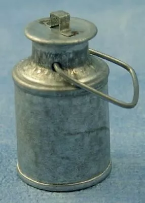 £3.65 • Buy 1/12 Scale Dolls House Miniature Metal 'Silver' Coloured Milk Churn & Lid D1038