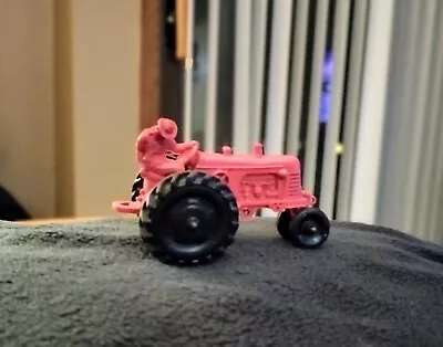 Vintage Auburn Rubber Co 4.5  Toy Tractor Red With Black Wheels & Farmer • $12