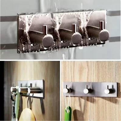 304 Stainless Steel 3M Self Adhesive Coat Towel Robe Hooks Rack Rail Bathroom • $17.76