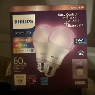 Philips Smart Wi-Fi Connected LED 60W A19 Light Bulb (9290023833A) Pack Pf 2... • $4.99