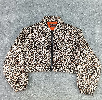 $21.34 • Buy Zara Y2k Leopard Print Lightweight Zip Up Cropped Puffer Jacket Coat Uk Xs