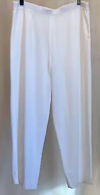 Misook Crop Pants Acrylic Knit Mid Rise Elastic Waist Straight Leg White M/L • $39.99