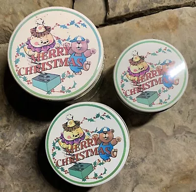 Vintage Merry Christmas Canister Set. Rare. 3 Total Cans. Okay Condition  • $25