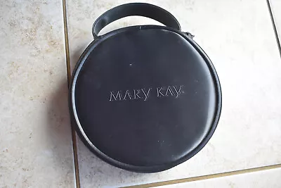 New Old Stock Mary Kay Makeup Cosmetic Round Bag Travel W/Mirror Black Free Ship • $14.99