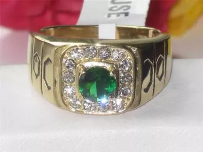 Mens Emerald Green Ring Signet Pinky 18kt Steel No Tarnish Cz All Sizes New 764 • £22.99