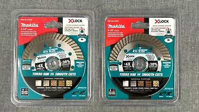 Lot Of 2 Makita X LOCK Turbo Rim 4 1/2 In Diamond Blade  E-07216 Free Shipping • $29.99