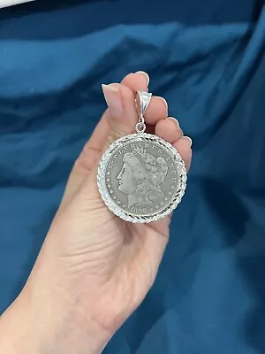 925 Sterling Silver Rope Bezel & 1896-O Morgan Silver Dollar Coin CENTENARIO • $179.99