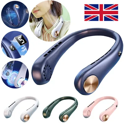 Portable 5 Speed Neck Fan USB Rechargeable Lazy Neckband Bladeless Cooler   • £6.88