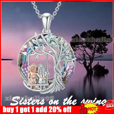 Sisters On The Swing Hanging Pendant Necklace With Tree Of Life Souvenir Gift • £2.99