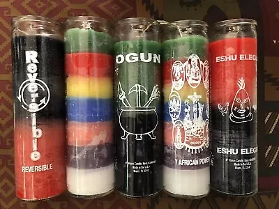 5 Veladoras Yoruba CANDLES GLASS 57DAY Vela SUPERPODEROSA EspiritualesSanteria • £33.46