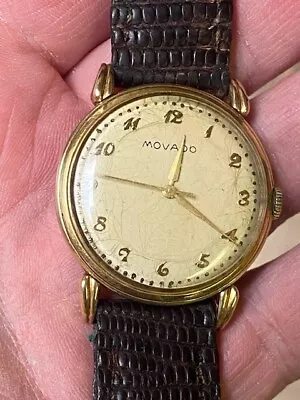 Vintage 1930s/1940s Pre WWII Movado 14k Yellow Gold Mechanical Dress 34 Mm Watch • $650