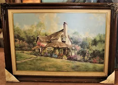 L/A Marty Bell A/P Periwinkle Cottage Tea Rooms On Canvas Framed With COA • $425