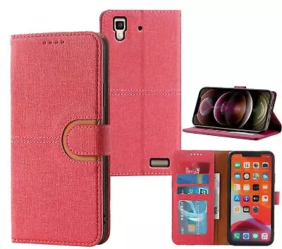 Oppo R7 Pu Leather Wallet Case Canvas Finish Combined • $7.50