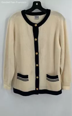 VTG N.Peal By John Laing Womens Ivory Cashmere Scotland Cardigan Sweater Size 2 • $24.99