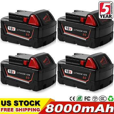 NEW For Milwaukee M18 Lithium Ion 8.0 AH Extended Capacity Battery 48-11-1860 • $27.98