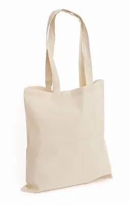 10 Top Quality Pack 100% Premium Cotton Canvas Shopping Shoulder Tote Bags Beige • £9.65