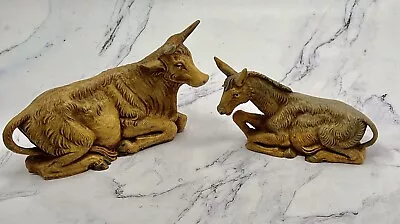 Vintage 2 Nativity Animals Cow Donkey Figures FONTANINI DEPOSE Made In Italy • $14.99