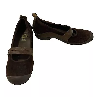 Merrell Plaza Bandeau Chocolate Suede Mary Jane Wedge Comfort Shoes Size 8.5 • $23