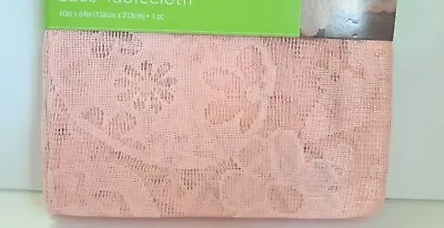 Easter Pink Lace Tablecloth 60  X 84  Eggs Flowers Scalloped Edge New With Tags • $16.99