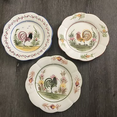 J Willfred Charles Sadek Portugal Peint A LA Main Rooster 8” Plates Set Of 3 • $36.50