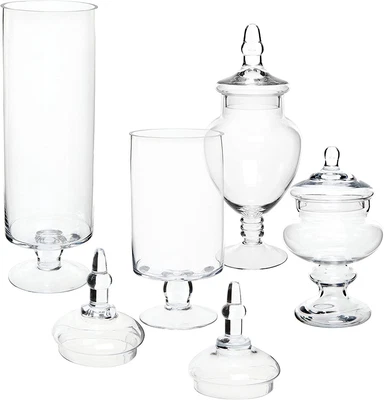 £125.90 • Buy Home Large Clear Glass Lid Apothecary Jars, Candy Buffet, Wedding Centerpiece