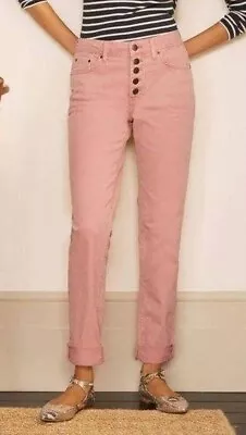 Boden Girlfriend Stretch Denim Straight Leg Jeans 8 Reg W28 L29.5 Baby Pale Pink • £11.99