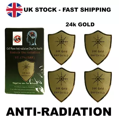 2x 24k Gold Ultra Slim Anti Radiation Shield 5G EMF Quantum Protection UK STOCK • £2.99