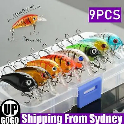 $13.88 • Buy 9X Fishing Lures Bream Bass Trout Redfin Perch Cod Flathead Whiting Tackle 4.5cm