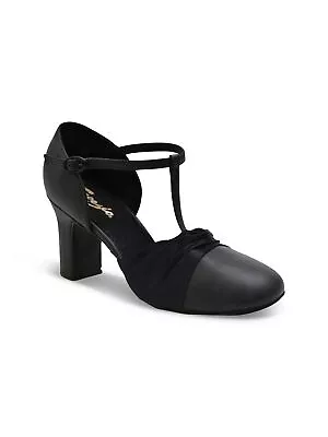 CAPEZIO Womens Black T-Strap Round Toe Block Heel Buckle Leather Character 6 W • $22.99