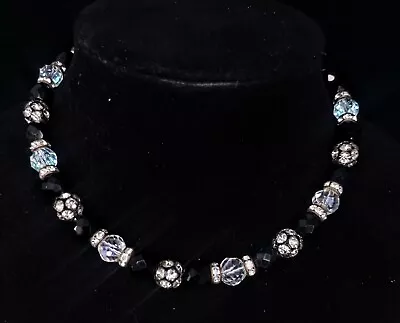 Classic Vendome  Necklace   Lustrious Faceted Black  Beads Rhinestone Rondelles  • $39.99