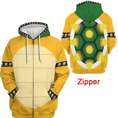 Super Mario Bros Bowser 3D Hoodies Zip Up Jacket Sweater Casual Autumn Coat • $38.84