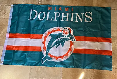 Miami Dolphins 3x5 Ft Retro Throwback Flag NFL Outdoor Man Cave Banner US SELLER • $11.77