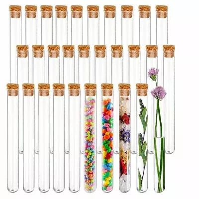 10-100x 20ml Glass Test Tubes With Cork Stopper Candy Party Wedding Storage • $12.89