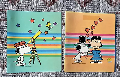 2x Vintage 50s Snoopy 3 Ring Binder Peanuts Collection 1958 1965 • $39.99