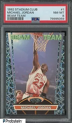 1992-93 Topps Stadium Club Beam Team #1 Michael Jordan Chicago Bulls HOF PSA 8 • $265.23