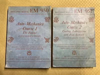 2 War Department Auto-Mechanics Course PB Books EM 950 EM 951 WWII 1944 • $14.99