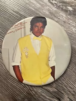 Vintage 6” Michael Jackson Button Pin 1980’s Yellow Sweater Vest • $15.83