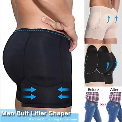Men's Bum Butt Lifter Padded Briefs Underwear Hip Enhancer Elastic Body Shaper • £9.79