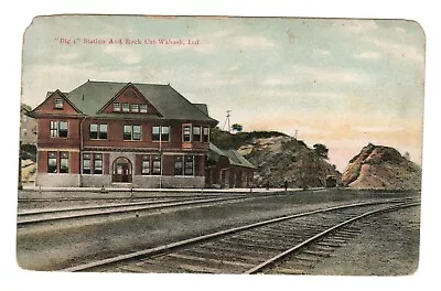 Big 4 Station And Rock Cut Wabash Indiana Divided Postcard Railway Train Station • $9.99