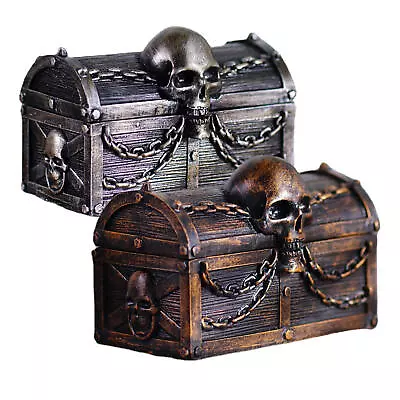 Vintage Treasure Storage Box Haunted Chained Skull Treasure Jewelry Box Chest • $30.16