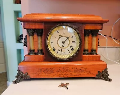 Antique Seth Thomas 4 Column Adamantine Mantle Clock For  Parts/ Repair- Working • $55