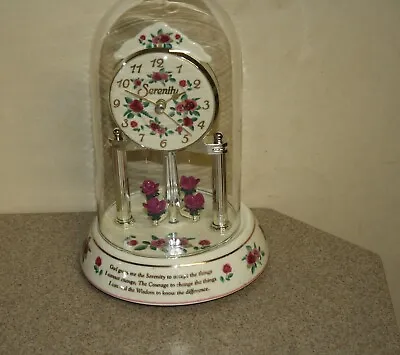  Serenity Prayer Quartz Dome (Anniversary) Clock Roses On Pendulum   • $35