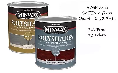 Minwax Polyshades Semi-Transparent SATIN & GLOSS Oil-Based Stain Polyurethane • $18.99