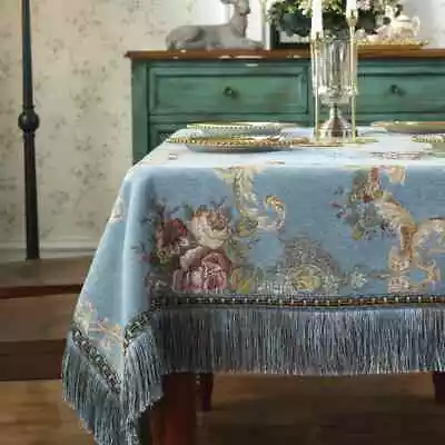 European Style Flower Tassel Tablecloth Chenille Table Cover Coffee Table Cloth • $105.86