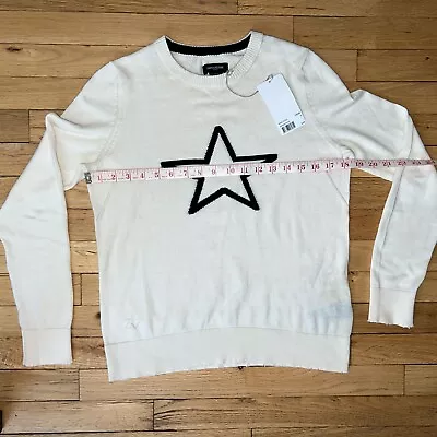 $358 NWT Zadig & Voltaire New Crème  Miss Star Logo  Sweater Top Size S Cotton • $79