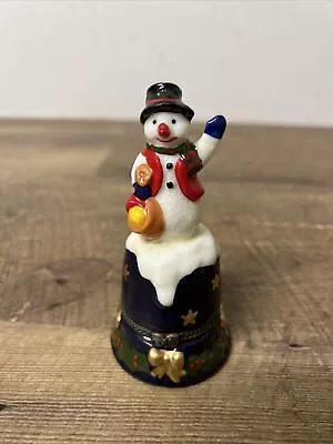 VINTAGE Porcelain Hinged Trinket Keepsake Box  SNOW MAN • $10.90