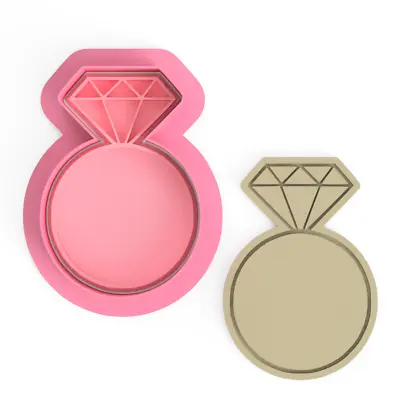 Diamond Ring Wedding Engagement  Cookie Cutter And Embosser Stamp Set • $12.59