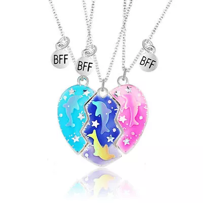 Best Friend Forever BFF 3Piece Love Break Heart Friendship Necklace Set NEW∝ • $13.59