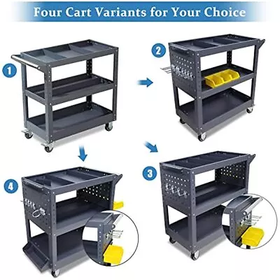 Utility Carts With Wheels3 Shelf 32.5 X 31.5 X 15 Inch Mechanic Rolling Cart • $194.99